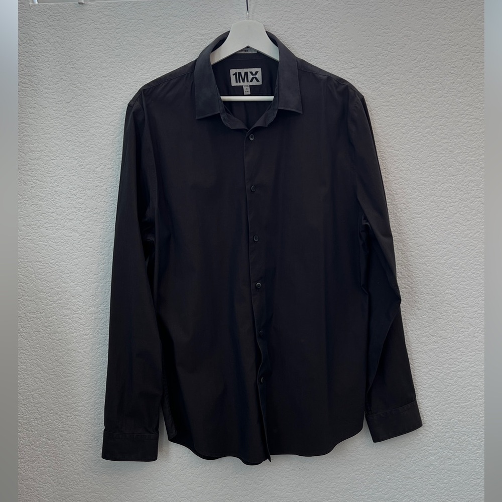 Express Men's Fitted Brown Dress Shirt L